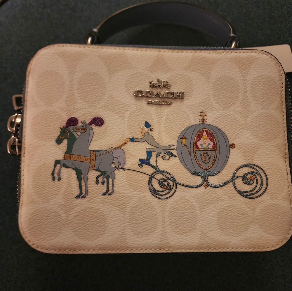 Disney X Coach Box Crossbody Bag In Signature Canvas With Cinderella